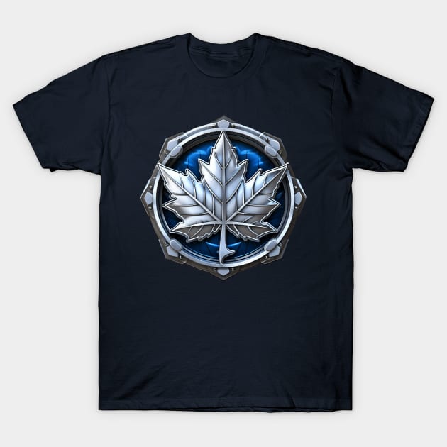 Maple Leaf Metal Badge T-Shirt by DavidLoblaw